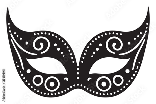 Masquerade Mask Silhouette Vector Illustration of Carnival Costume