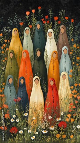 A Mural Of Traditional Dres...