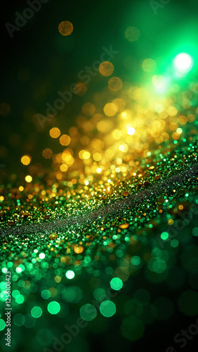 Glittercore Saint Patrick's Day: Dazzling Green and Gold Swirls for Festive Promotions and Event Marketing photo