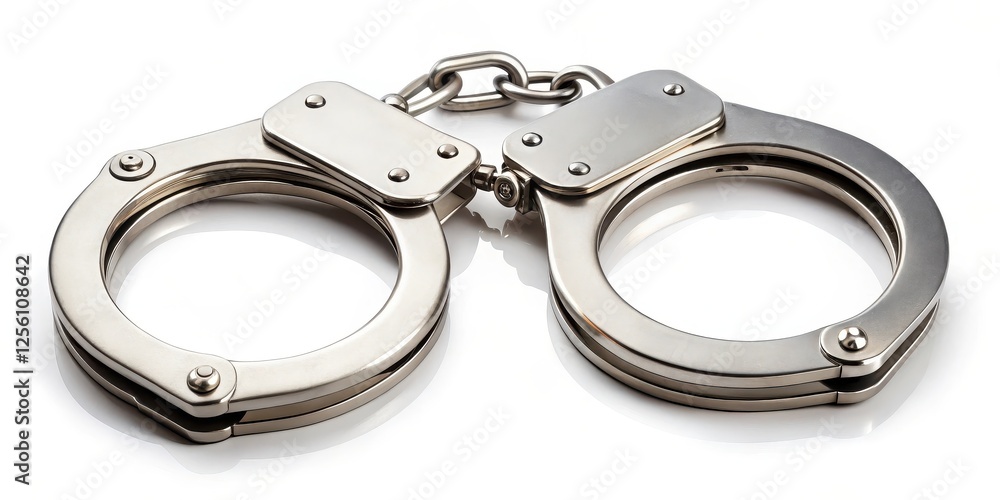 Metal Handcuffs on White Background Metal Handcuffs on White Background