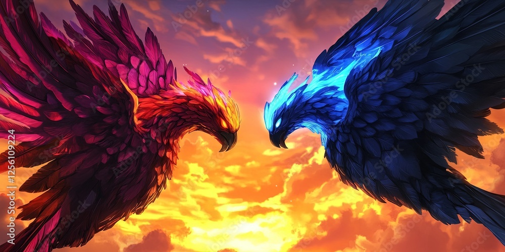 Fototapeta premium rivalry concept with rivals facing off