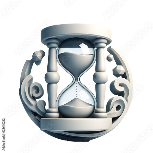 3D Hourglass Icon isolated on white background