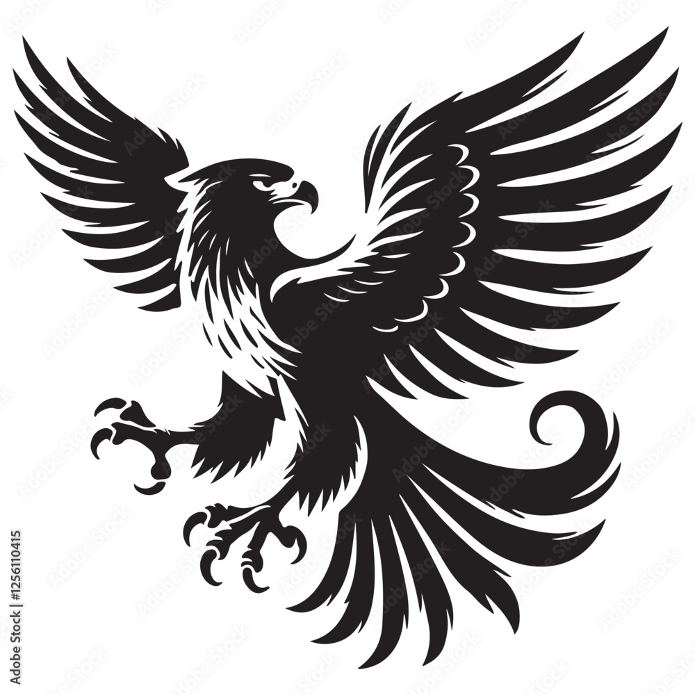Eagle Silhouette Vector Illustration Strong Bird Predator Symbol Design Eagle Silhouette Vector Illustration Strong Bird Predator Symbol Design