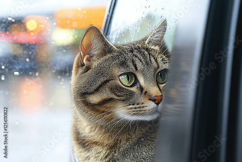 Cat Travel In A Car
