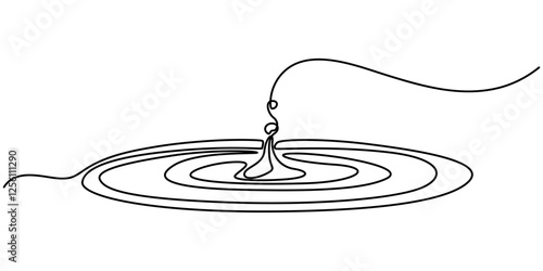 Drop ripple effect icon water circles continuous one line drawing, Water Drop Icon, Water Drop Vector Line Icon - Simple Thin Line Icon, Premium Quality Design Element, Environmental Conservation. 