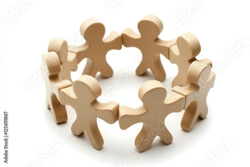 Wooden Figures in Circle Symbol of Unity, Teamwork, Community, Partnership, Connection photo