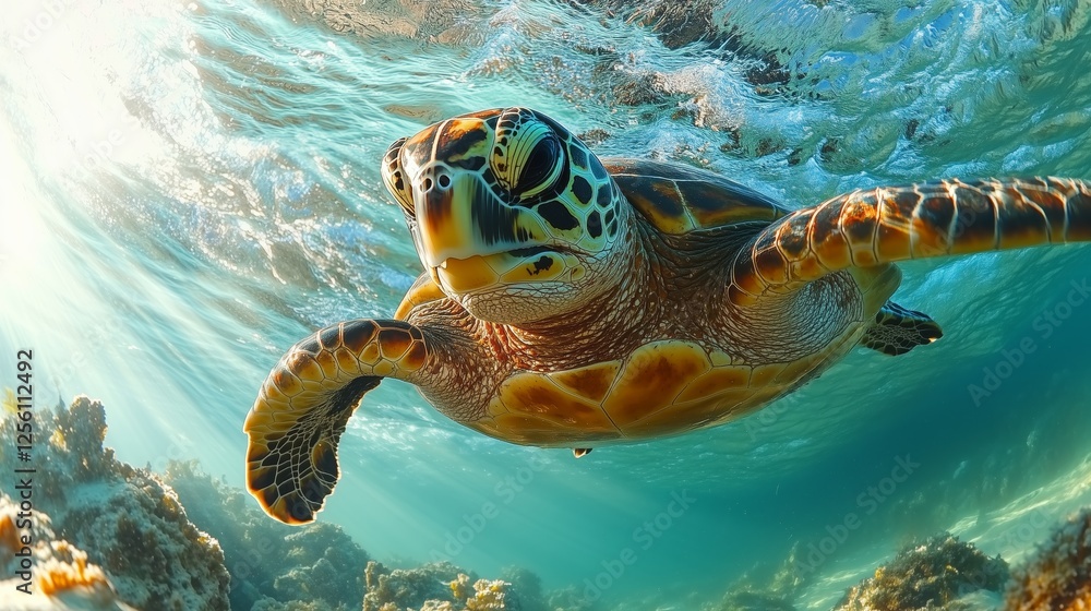 Fototapeta premium Turtle's Journey to the Light