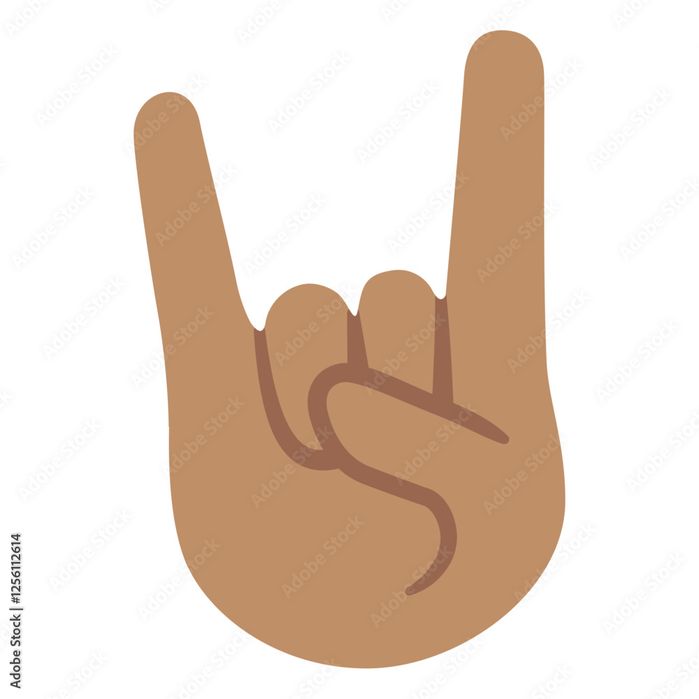 Obraz premium Hand Making Rock On Gesture Clipart Illustration | Minimalistic Cartoon Style Isolated on White Background