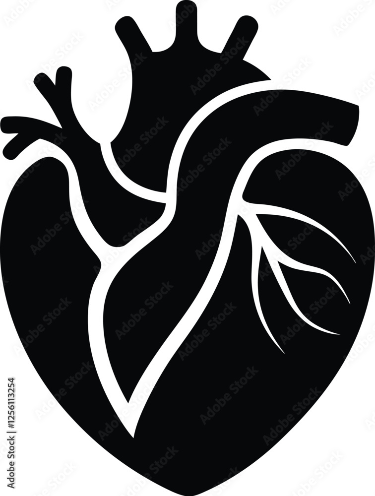 human heart silhouette, human heart vector icon design, anatomical illustration graphic human heart silhouette, human heart vector icon design, anatomical illustration graphic