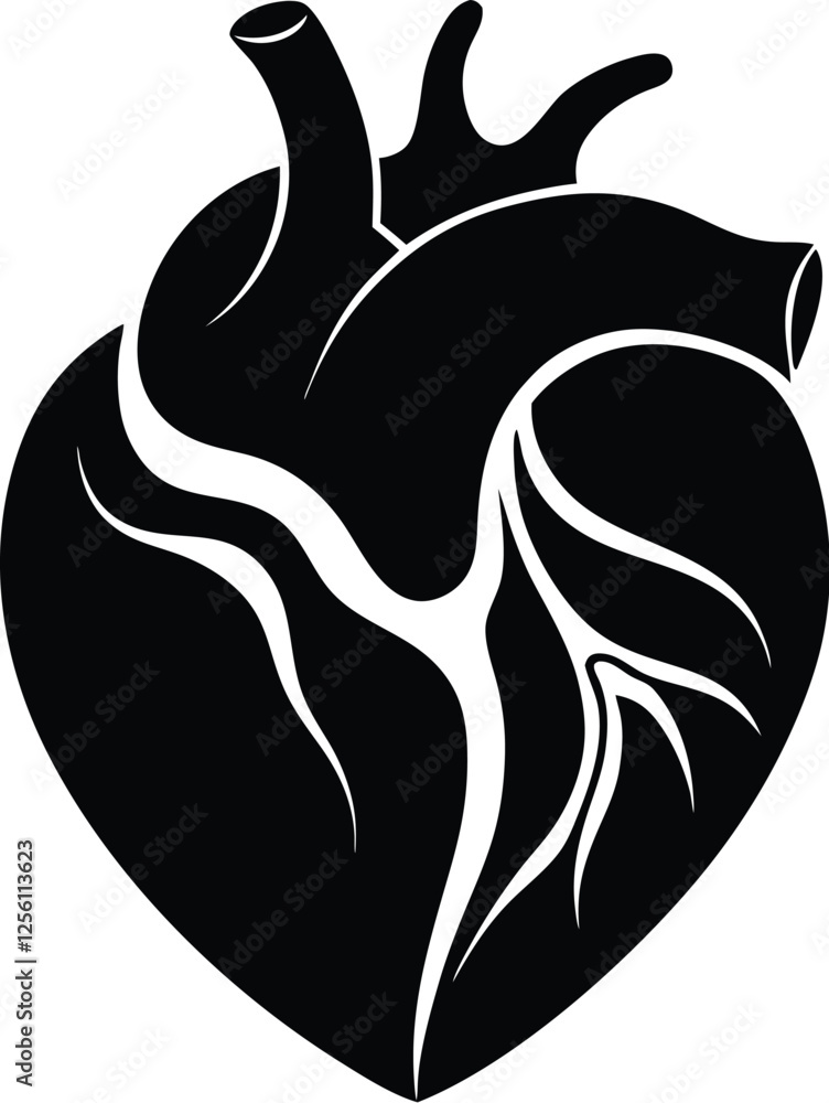 human heart silhouette, human heart vector icon design, anatomical illustration graphic human heart silhouette, human heart vector icon design, anatomical illustration graphic