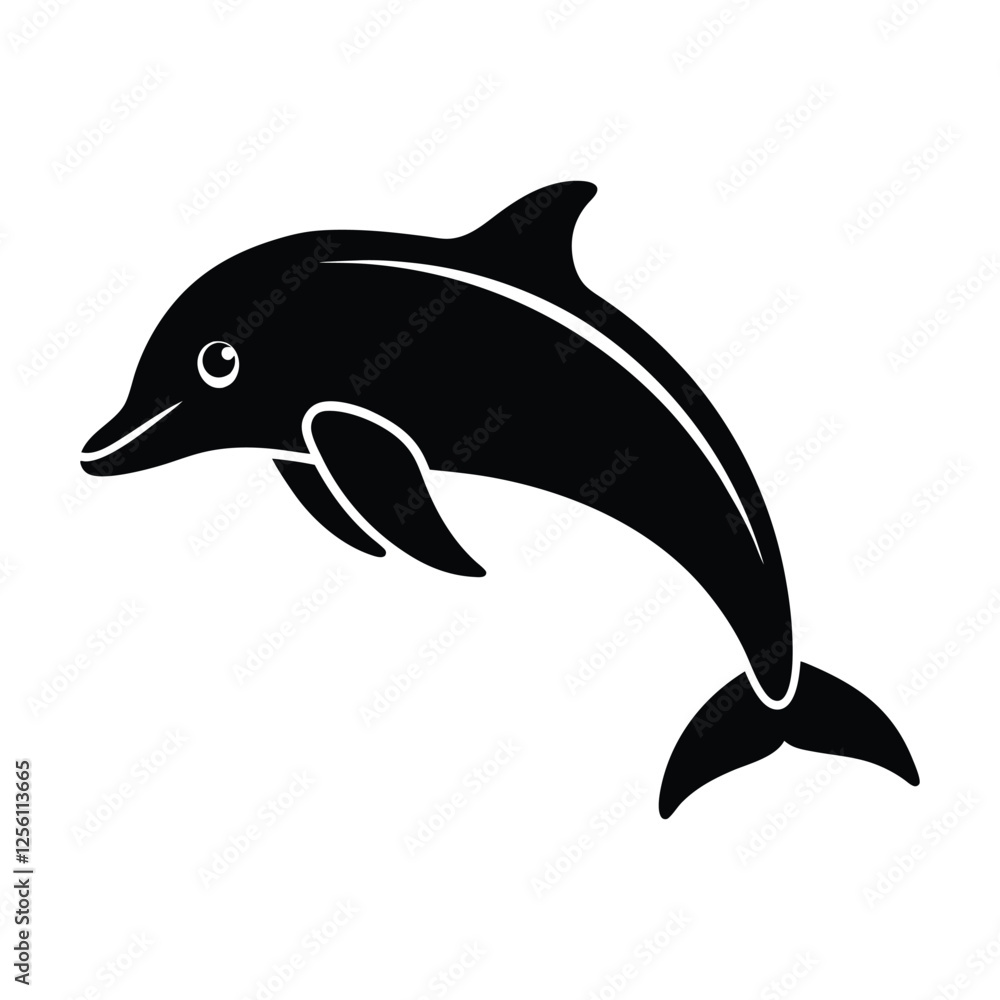 Obraz premium A dolphin vector silhouette illustration