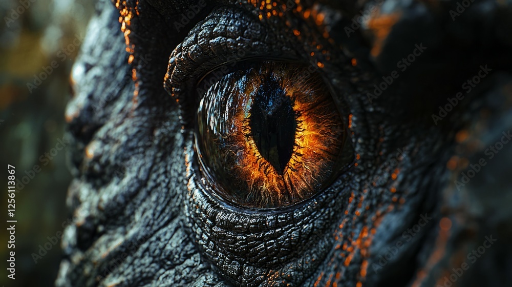 Intense Close-up of a Lizard Eye with Striking Texture and Color Intense Close-up of a Lizard Eye with Striking Texture and Color