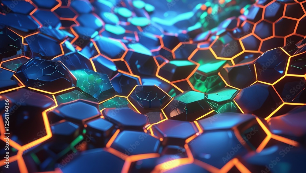 Obraz premium Futuristic Gaming-Inspired Abstract Hexagonal Pattern Wallpaper