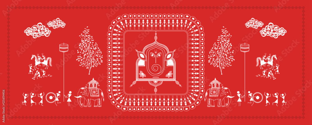 custom made wallpaper toronto digitalWarli Painting: A Glimpse into the Ganesh Chaturthi Celebration. Warli art, Indian tribal art, Warli painting, Ganesh Chaturthi Warli.