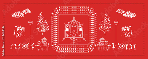 Warli Painting: A Glimpse into the Ganesh Chaturthi Celebration. Warli art, Indian tribal art, Warli painting, Ganesh Chaturthi Warli.