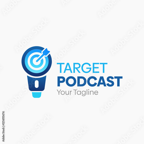 Target Podcast Logo Design Template. Good for Business, Agency, Community and Organization