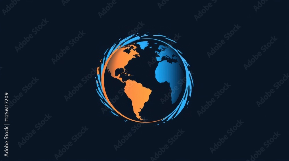 Fototapeta premium Earth Logo Design: Sleek Minimalist Icon for Sustainable Global Identity
