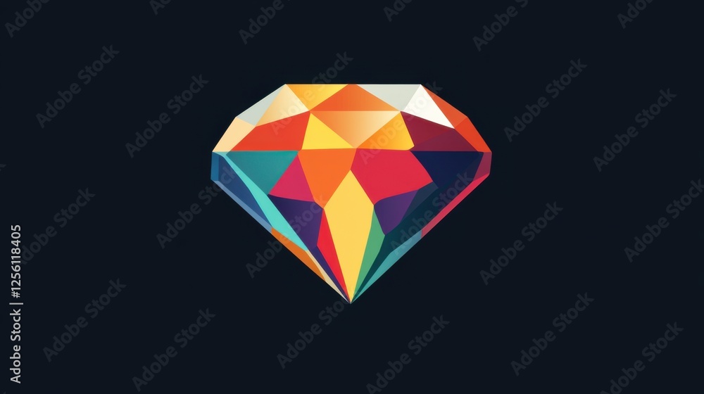 Fototapeta premium Gem Logo Design: Elegant Minimalist Icon for Luxury & Precision Branding