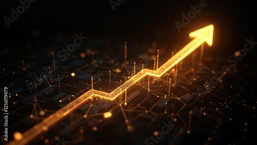 Futuristic Digital Growth Arrow Representing Financial Success and Technological Advancement