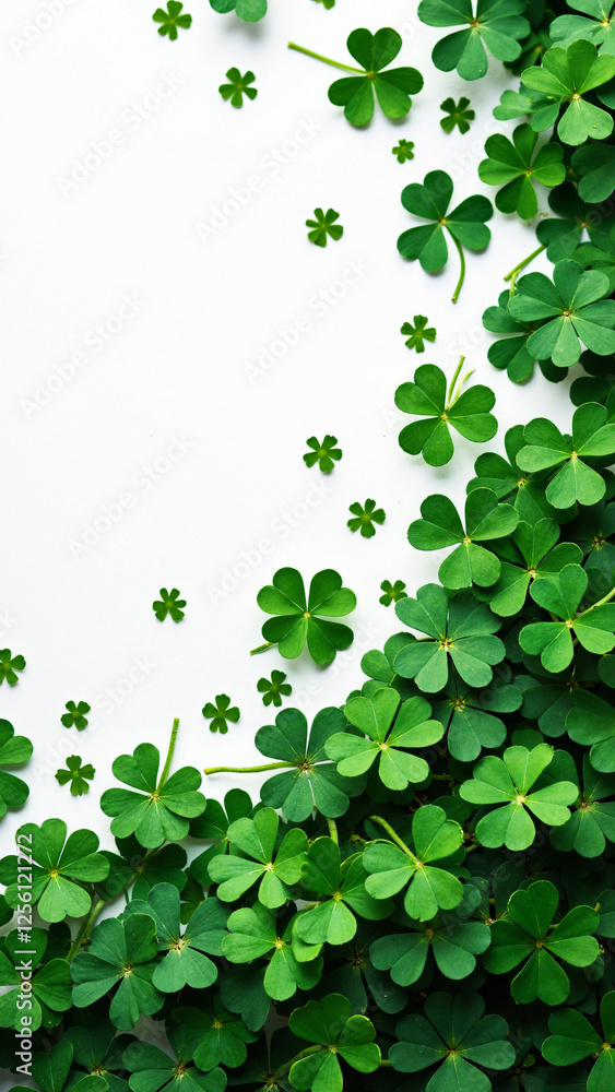 Vibrant Saint Patrick's Day Shamrock Background for Marketing: Festive Green Clover on White for Cards, Flyers & Banners Vibrant Saint Patrick's Day Shamrock Background for Marketing: Festive Green Clover on White for Cards, Flyers & Banners