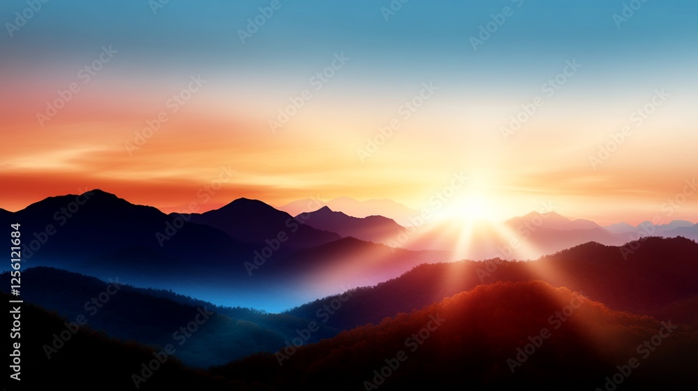 Fototapeta premium Majestic Sunrise Over Mountain Ranges