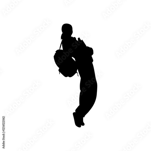 Vector silhouette of a schoolgirl standing with a scar