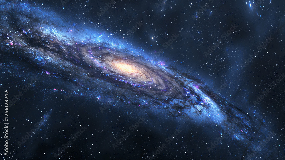 Fototapeta premium Stunning Deep Blue Galaxy with Bright Stars