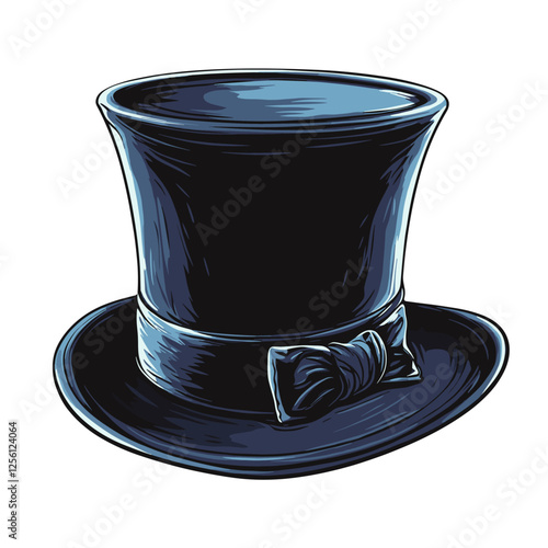 Top hat icon. Cylinder hats Vector illustration and drawing on a white background