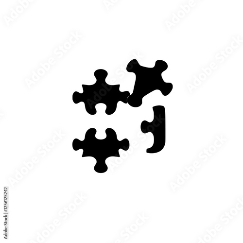 Black Puzzle Pieces on White Background