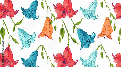 Elegant Seamless Pattern of Lapageria Chilean Bellflower for Design Projects photo