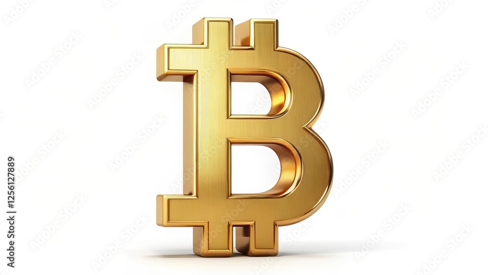 Golden Bitcoin Symbol on White Background Golden Bitcoin Symbol on White Background
