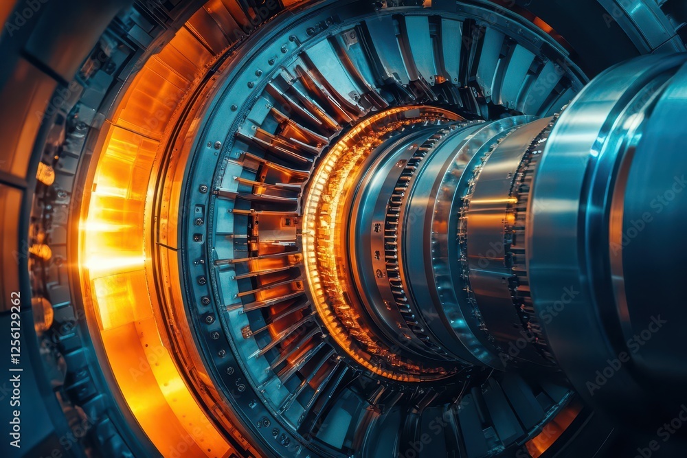 Fototapeta premium detailed technical cross-section of advanced jet engine with precision engineering components
