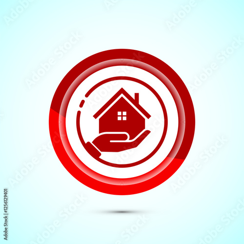 Home care icon design illustration, House care logo icon, Red color button design