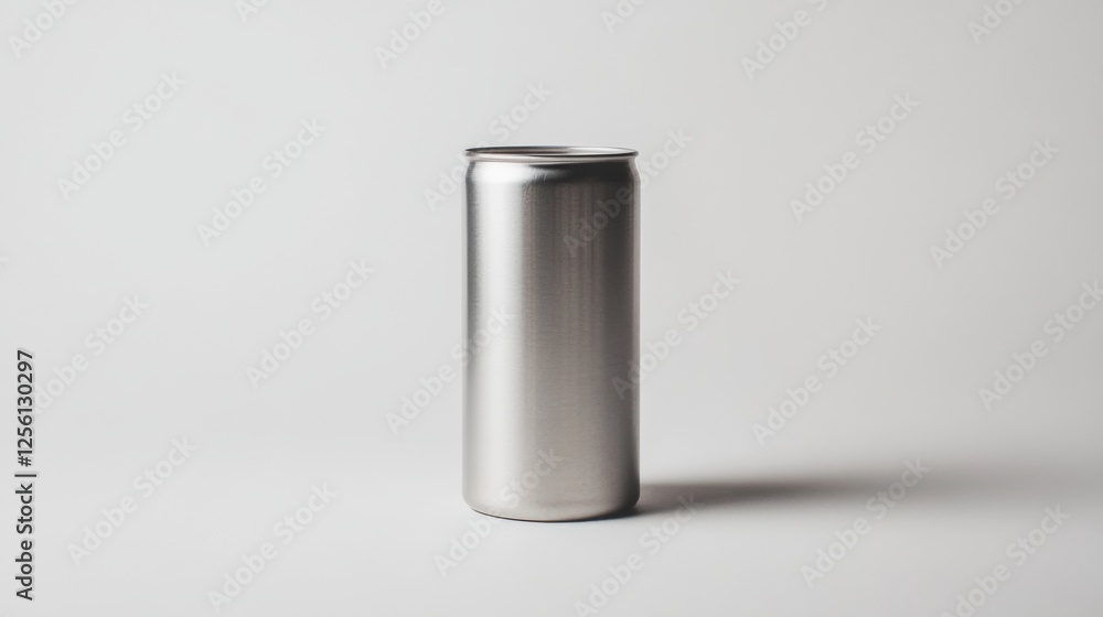 Tall silver can on white background; product mockup Tall silver can on white background; product mockup