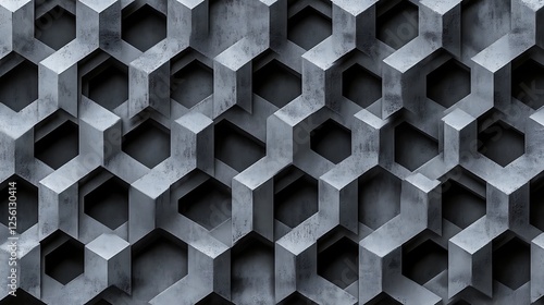 Grey concrete hexagon pattern wall