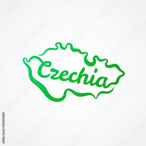 Map of Czechia- shape and name in one line