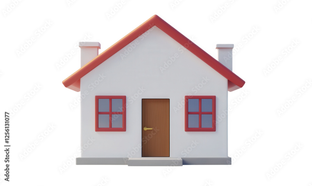 A small house with a red roof A small house with a red roof