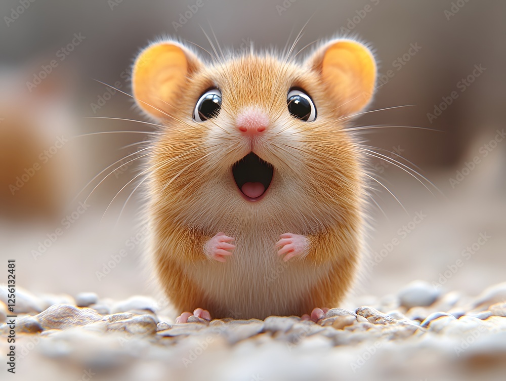 Adorable mouse with big eyes in a whimsical nature setting Adorable mouse with big eyes in a whimsical nature setting