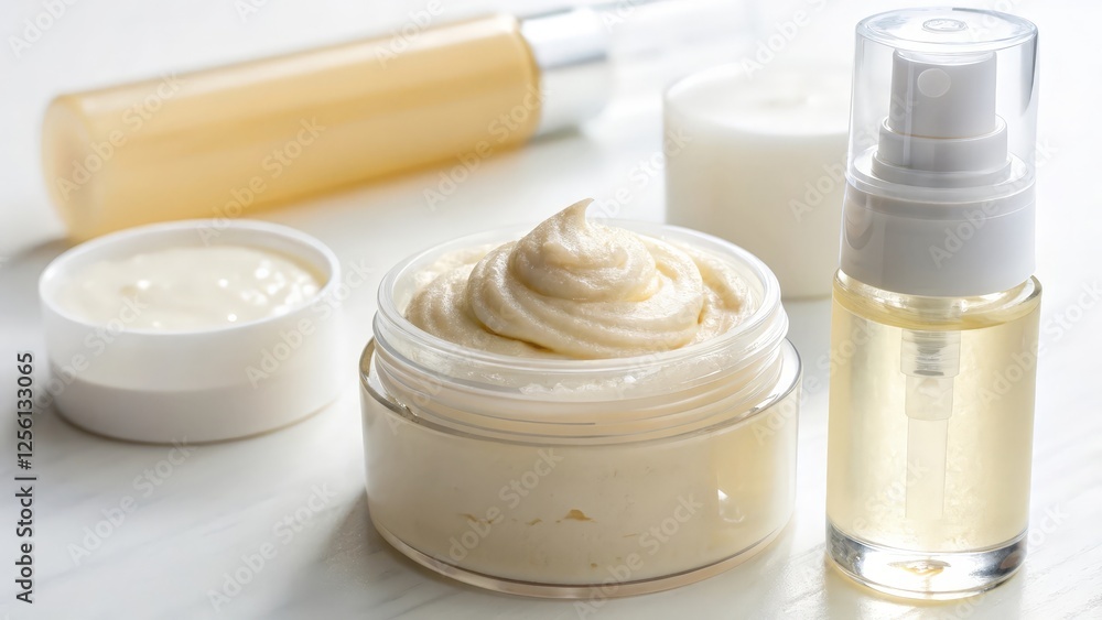 Skincare Products on White Background Skincare Products on White Background