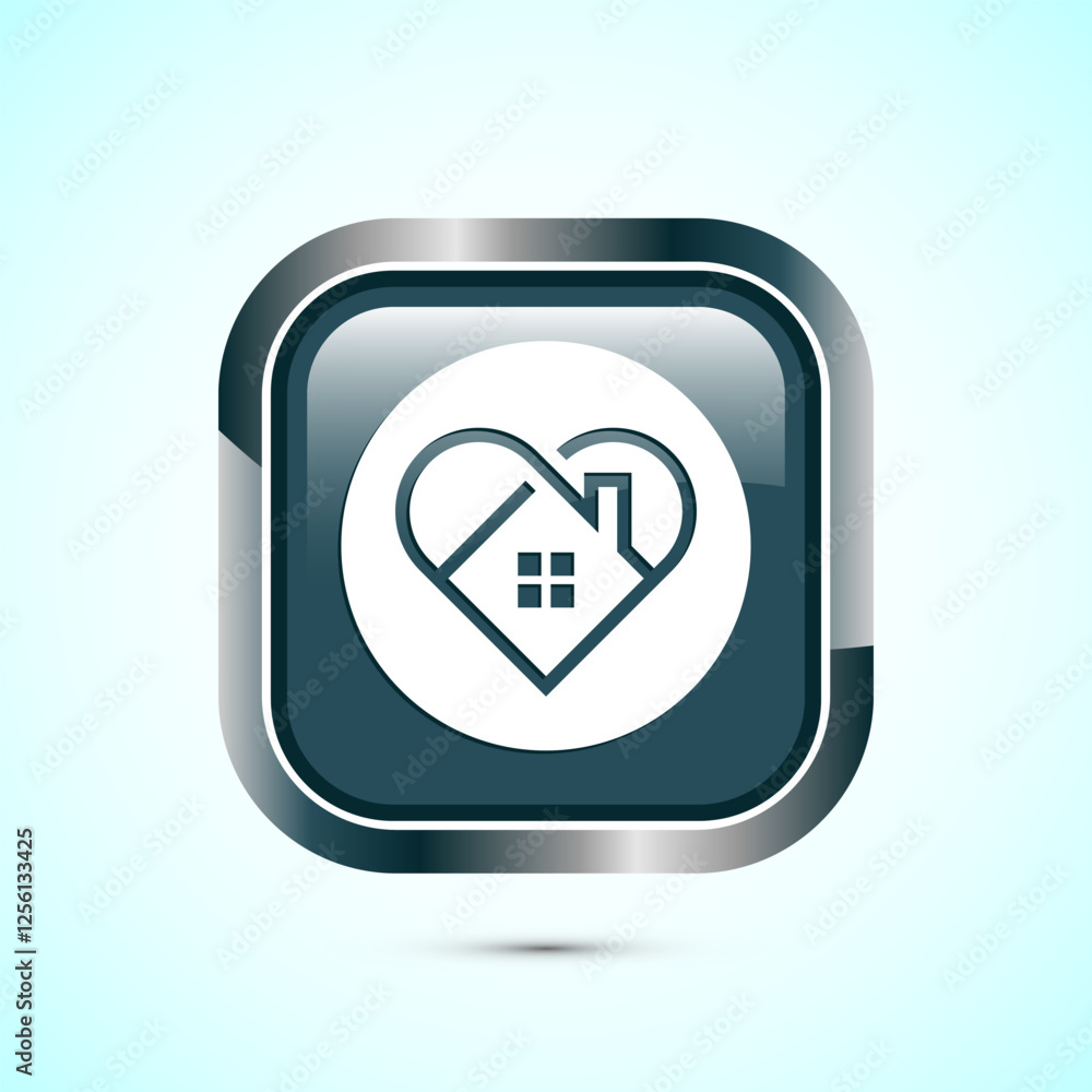 Home care icon design illustration, House care logo icon, Gray color square button design Home care icon design illustration, House care logo icon, Gray color square button design