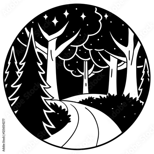 vector illustration of a tree in the night