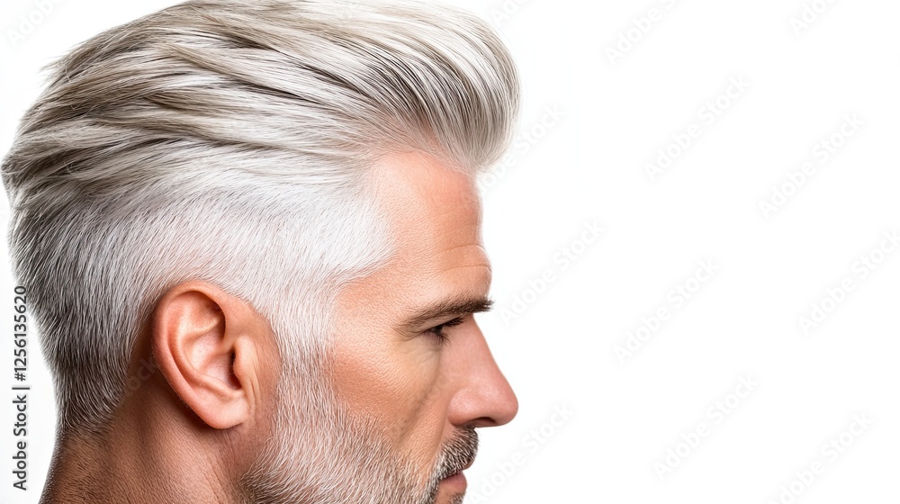 Healthy hairstyles for mature men, featuring silver side-parted hair with natural shine, a great representation of healthy hairstyles in ages for confidence, men’s haircare Healthy hairstyles for mature men, featuring silver side-parted hair with natural shine, a great representation of healthy hairstyles in ages for confidence, men’s haircare