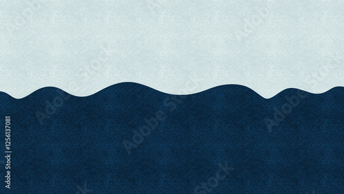 Modern dark blue waving colorful geometric shapes and objects illustration.