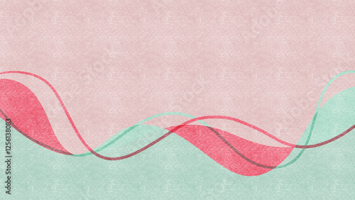Modern pink waving colorful geometric shapes and objects illustration.