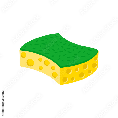 Dish, Washing Sponge, Kitchen Vector Illustration Isolated