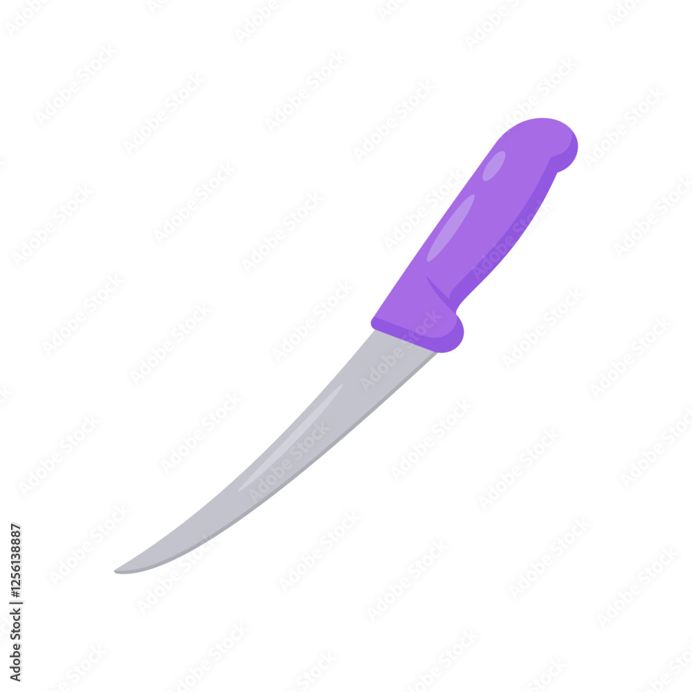 Curved Knife, Kitchen Vector Illustration Isolated Curved Knife, Kitchen Vector Illustration Isolated