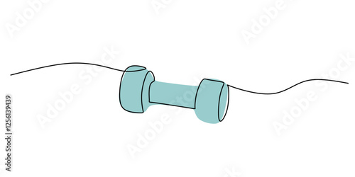 Dumbbells in continuous line drawing. Minimalist fitness equipment for strength training, gym workouts, and bodybuilding.