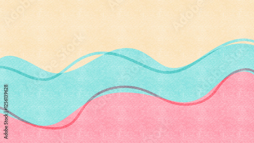 Modern pink waving colorful geometric shapes and objects illustration.
