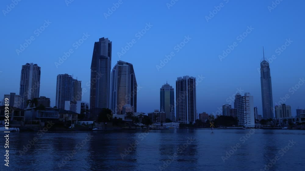 Timelapse of a Modern City Skyline in Australia at Dusk Timelapse of a Modern City Skyline in Australia at Dusk