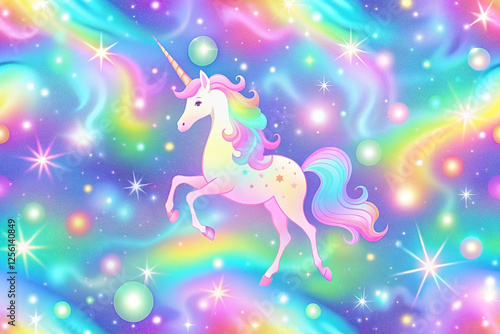 Pastel Unicorn Galaxy Seamless Pattern